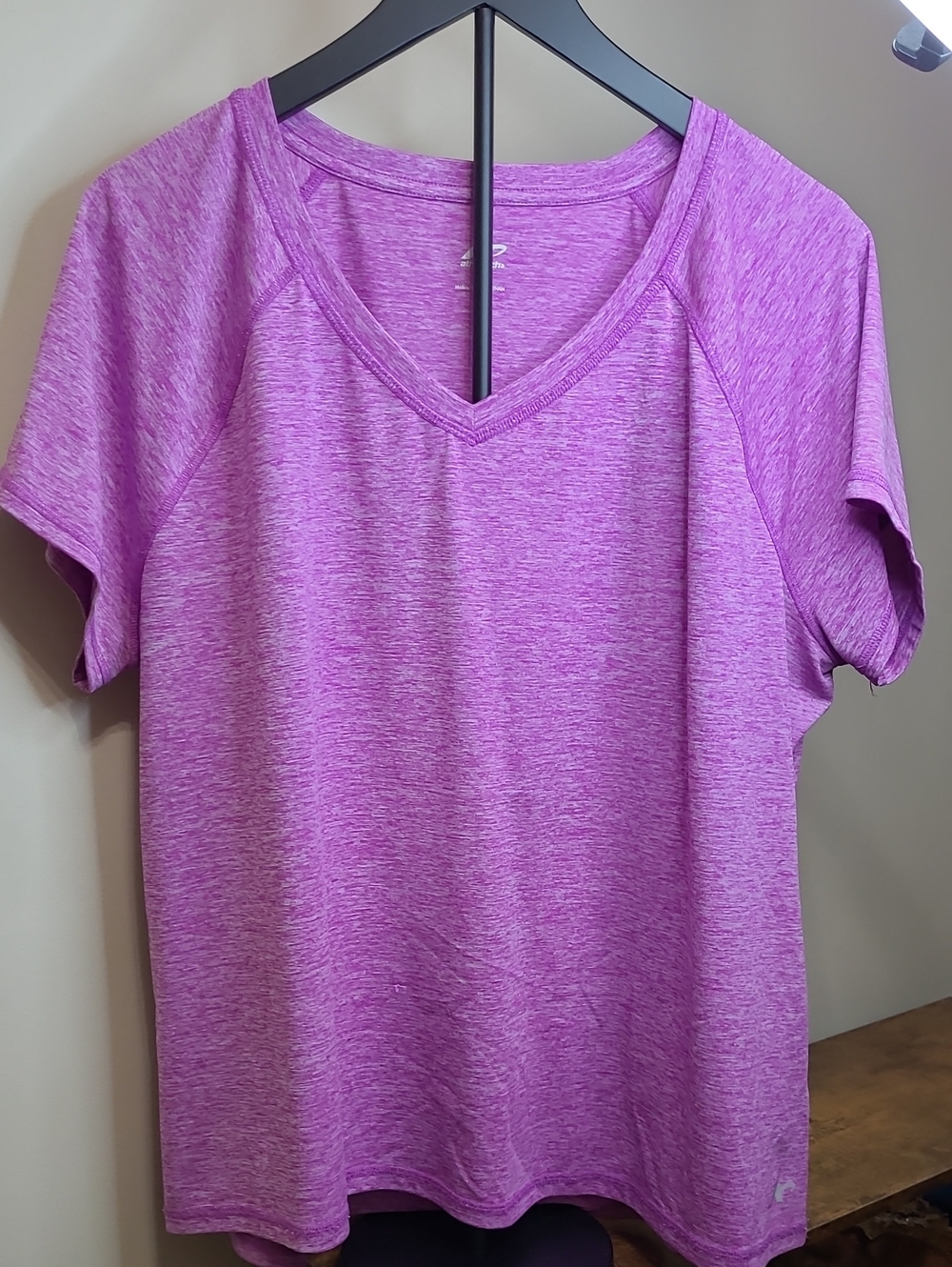 Athletech Heathered Purple Short Sleeve V-Neck Top size 1X
